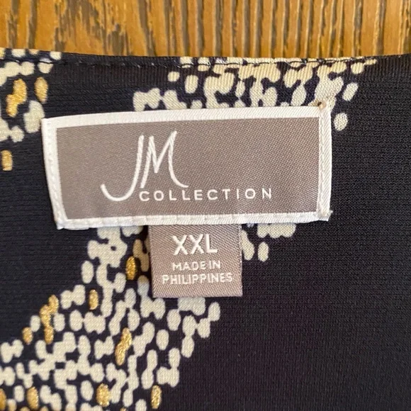 JM Collection Navy and Gold Zebra Print woman’s Top, XXL - Picture 4 of 5